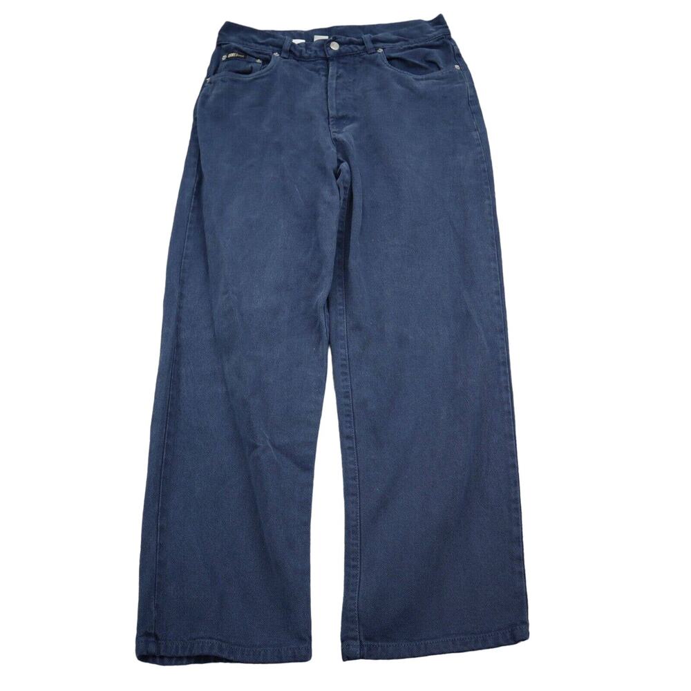 DKNY Jeans Womens 10 Blue Twill High Rise Flat Front Straight Pockets Pants